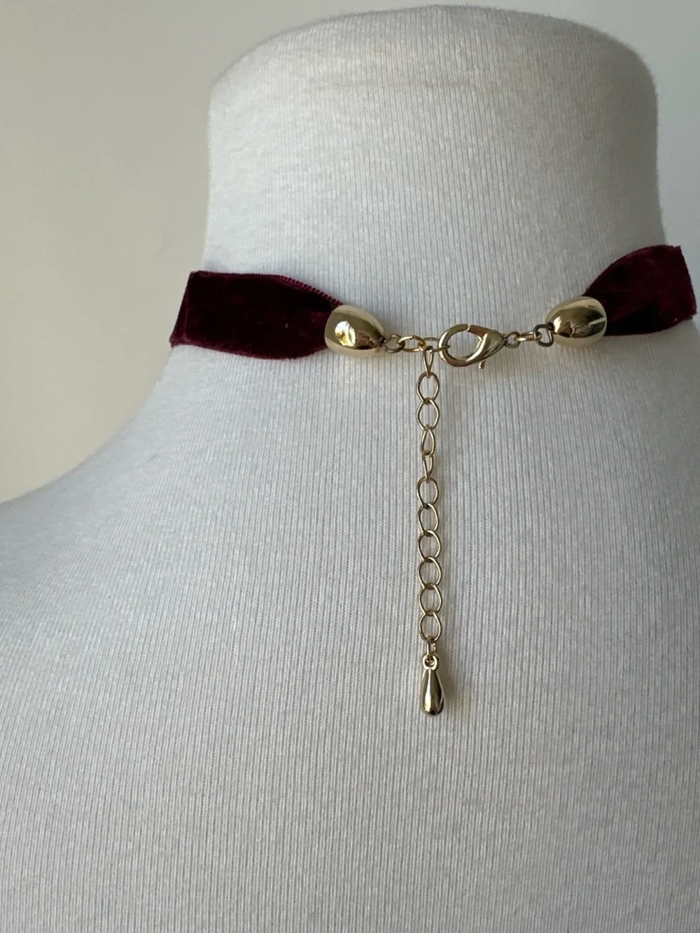 Vintage Burgundy velvet choker with ornate gold cameo portrait locket pendant